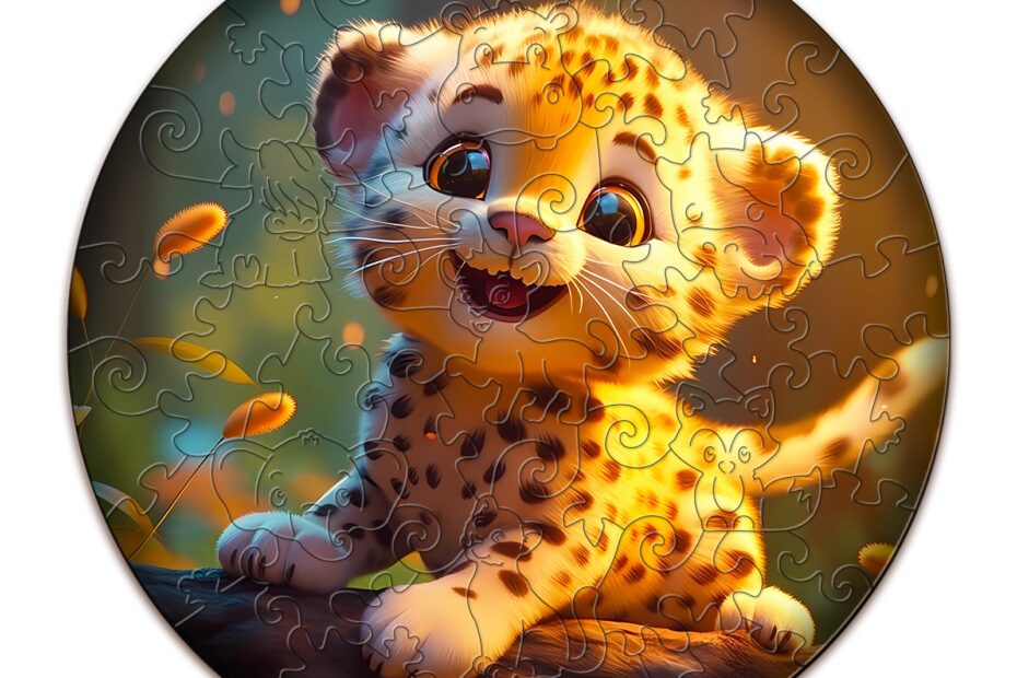 Otroci Lesena sestavljanka – simpatičen leopard 66e7c3673a4d1