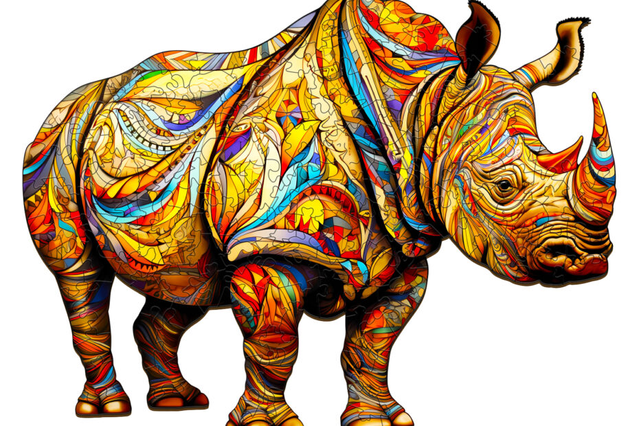 Lesena sestavljanka – Fierce Rhinoceros 66df4db1ee7f4
