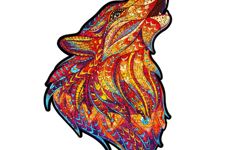 Lesena sestavljanka – HOWLING WOLF-RED 66de7f8e6aef9