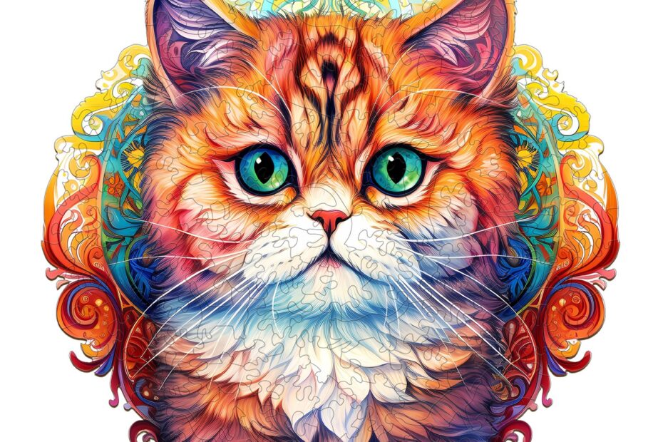 Lesena sestavljanka-MANDALA CAT 66eceb8355c7f