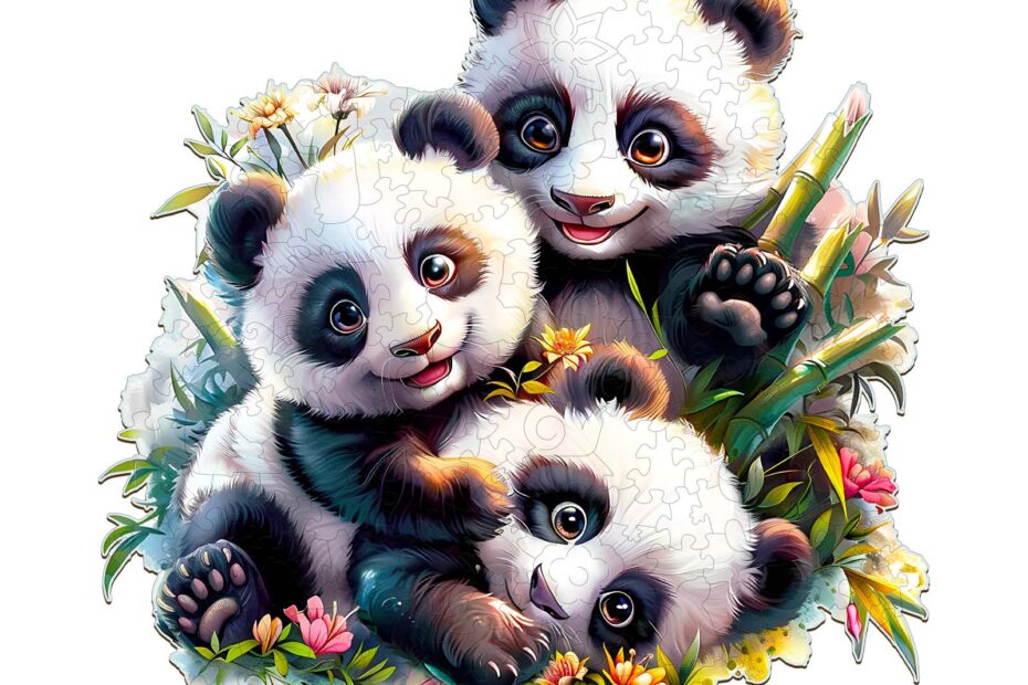 Lesena sestavljanka – Panda Family 66e52f789c191