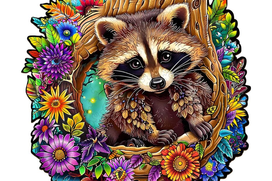 Lesena sestavljanka – Raccoon’s Secret Tree Brlog 66e34abb2d954
