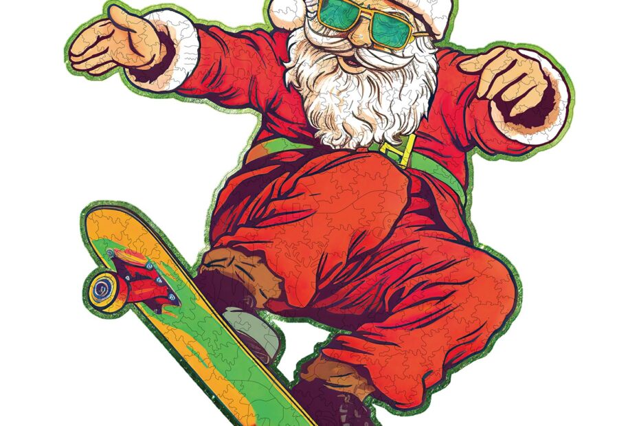Lesena sestavljanka-Skateboarding Santa Claus 66e4424a58412