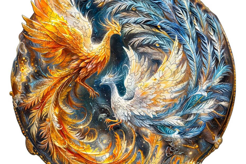 Lesena sestavljanka – Yin Yang Phoenix 2 66e6502f4d070